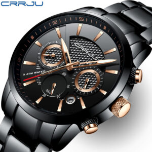 CRRJU Luxury Stainless Steel Chronograph Watch