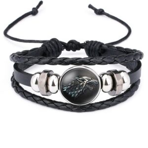 Direwolf Leather Bracelet – Nordic Viking Wolf Bracelet