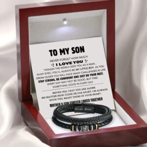 Legacy Leather Rope Bracelet – Stainless Steel Men's Gift Bracelet