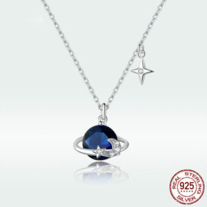 Celestial Starry Sky Planet Necklace – S925 Silver Cosmic Pendant